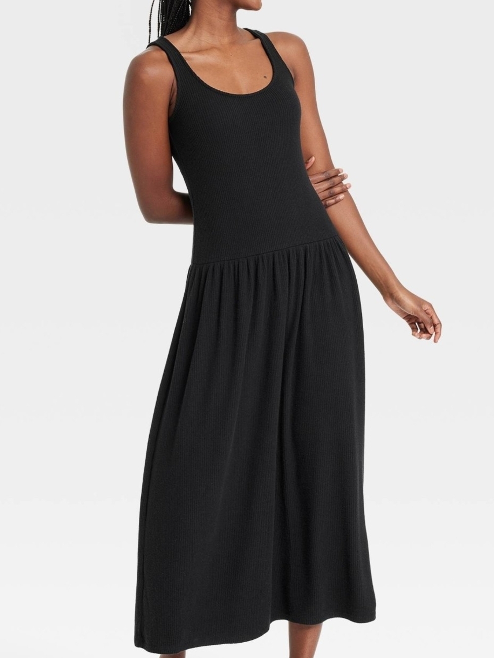 Women's Drop Waist Knit Midi Slip Dress - Universal Thread™ Black XS: Sleeveless